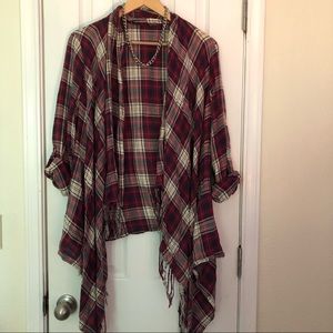 Breezy plaid cotton shirt jacket